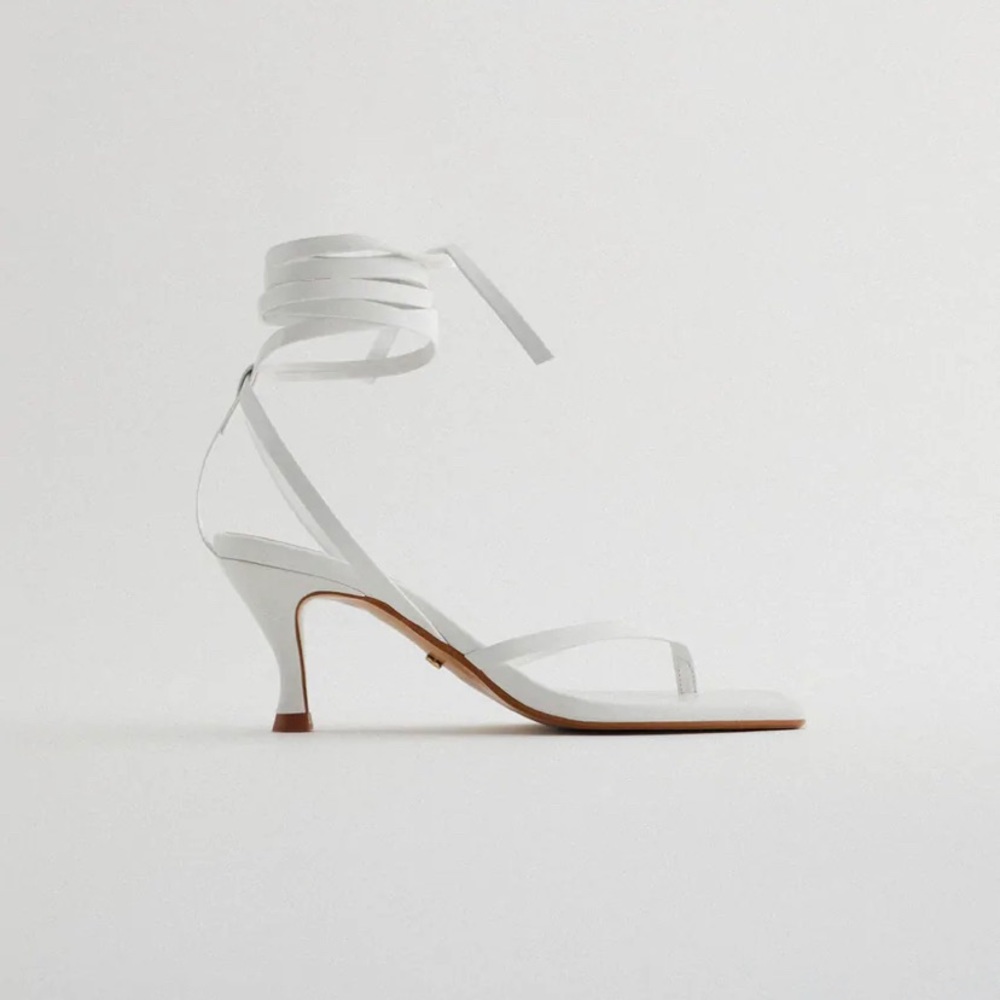 ISO leather high heel square toe sandals